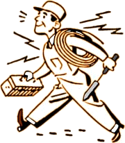 Uśmiechnięty elektryk idzie do pracy